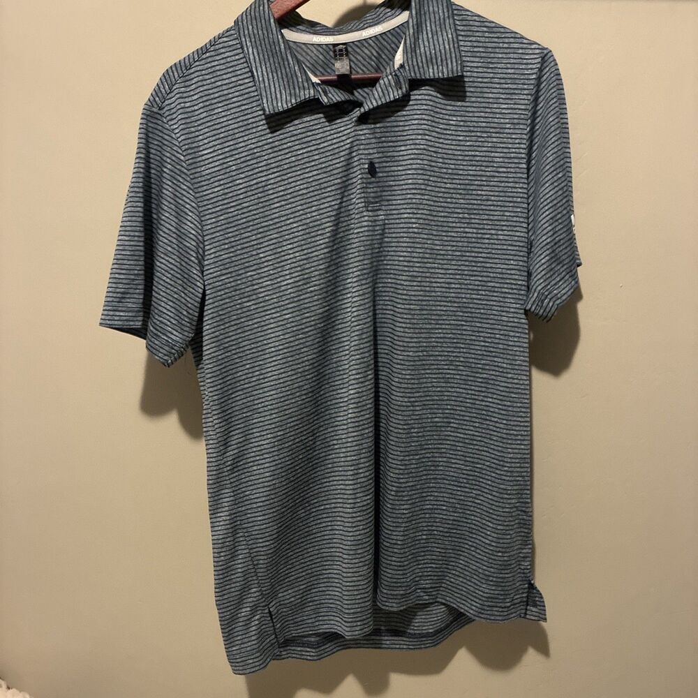 Adidas‎ Golf Polo Shirt Blue With Stripes Size Medium